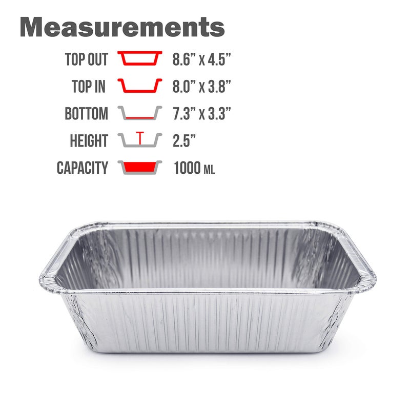 Fig & Leaf (60 Pack) Premium 2-LB Bread Loaf Baking Pans - 8.5" x 4.5" x 2.5" l Heavy Duty l Disposable Aluminum Foil Tins for Cakes Meatloaf Lasagna - Image 4
